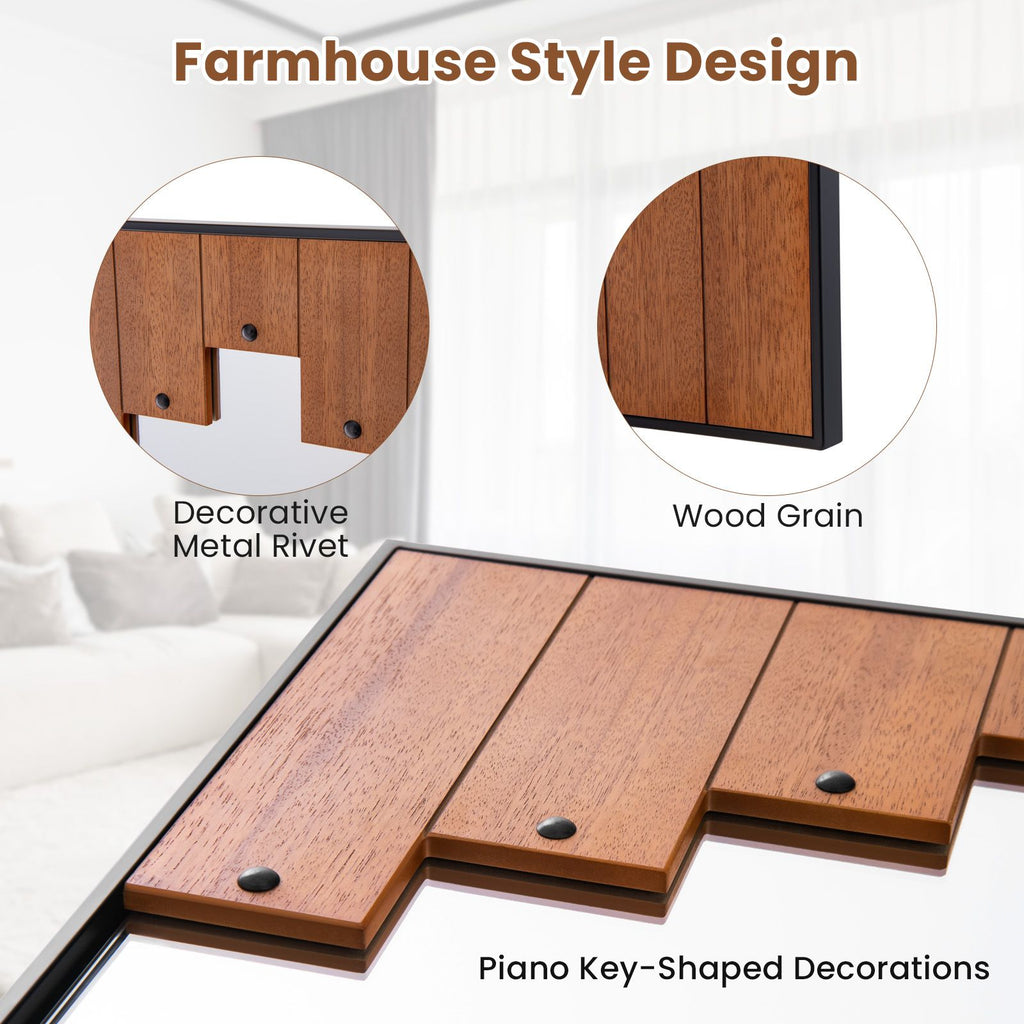Decorative Rectangle Wall Mirror with Piano Key-Shaped Frame