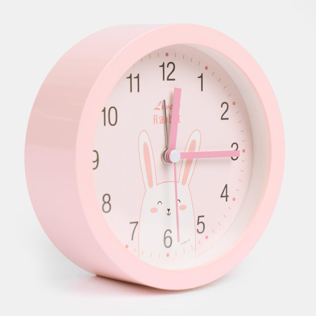 Kids Small Wall Clock Bedside Home Decor round Face Bedroom Quartz Rabbit Space